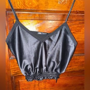 *NEVER WORN* ZARA Women’s M Black Satin Effect Crop/Bralette